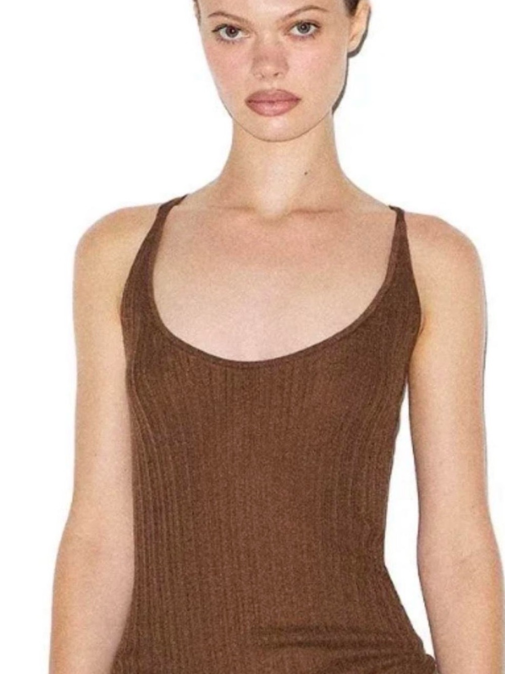 SKIMS Brown Ribbed Scoop Tank